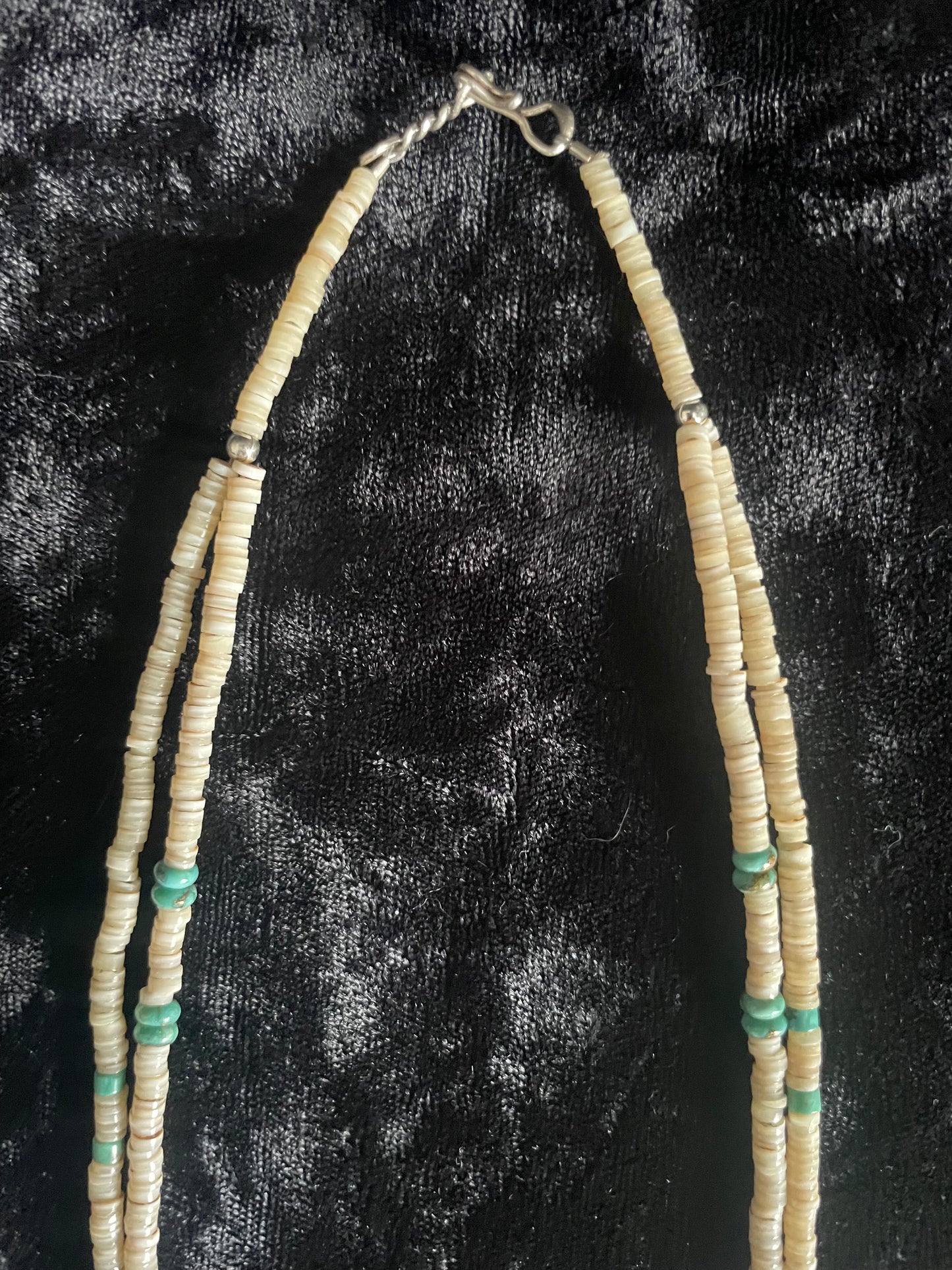 Hand Carved Double Strand Animal Necklace with Jet and Turquoise