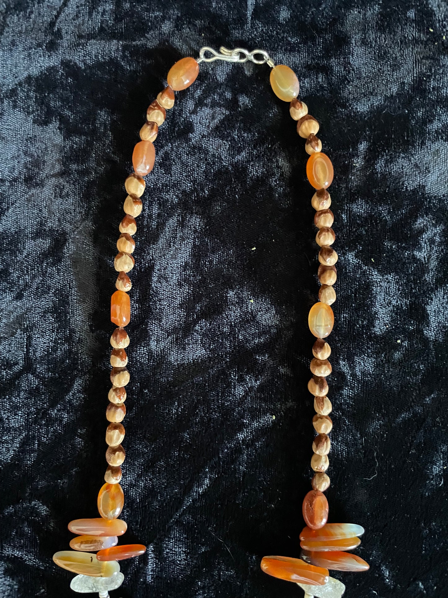 Stone Animal Carvings with Carnelian & Native American Juniper Ghost Beads